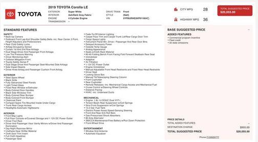 2019 Toyota Corolla LE