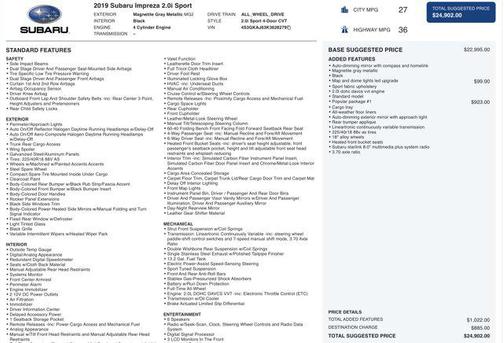 2019 Subaru Impreza 2.0i Sport