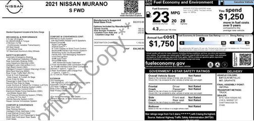 Gun Metallic 2021 Nissan Murano S FWD