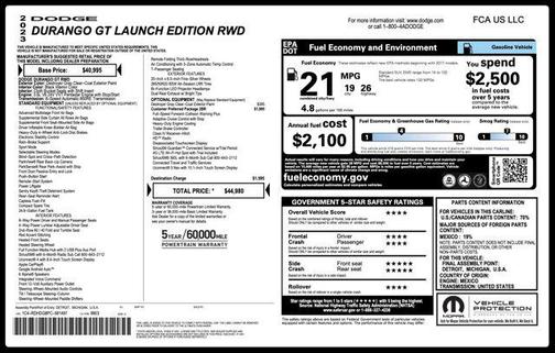 2023 Dodge Durango GT Launch Edition RWD