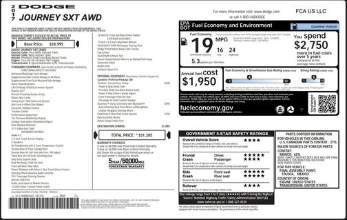 Vice White 2017 Dodge Journey SXT
