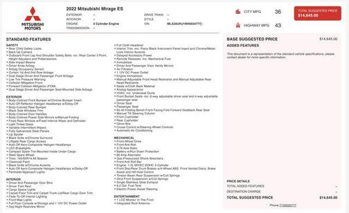2022 Mitsubishi Mirage ES