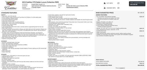 Crystal White Tricoat 2016 Cadillac CTS 2.0L Turbo Luxury