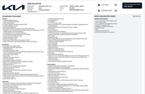 2025 Kia K4 EX