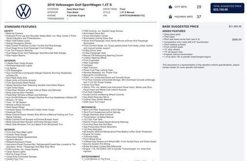 2019 Volkswagen Golf SportWagen TSI S