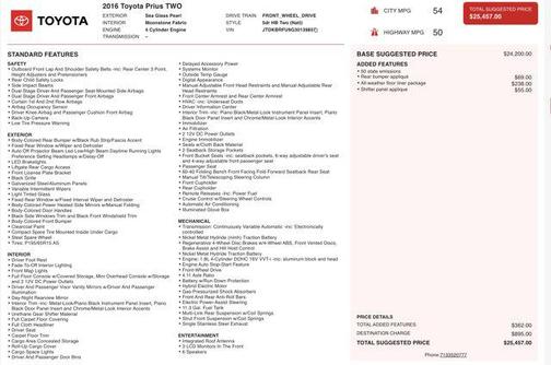 2016 Toyota Prius Two