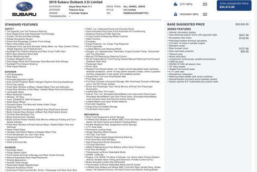 2019 Subaru Outback 2.5i Limited