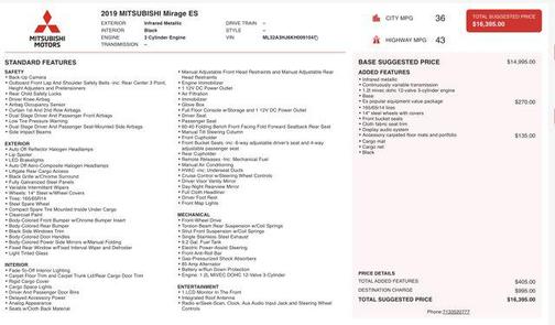 2019 Mitsubishi Mirage ES