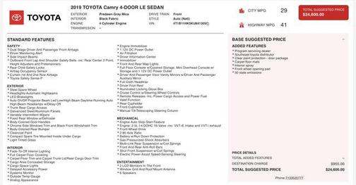 2019 Toyota Camry LE