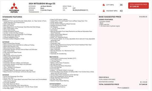 2024 Mitsubishi Mirage ES