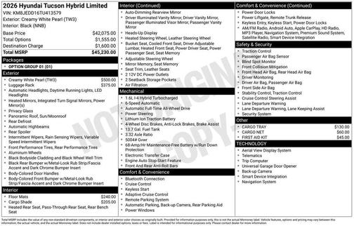 Creamy White Pearl 2026 Hyundai TUCSON Hybrid Limited