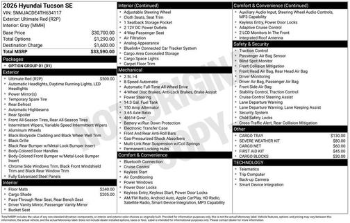 2026 Hyundai TUCSON SE