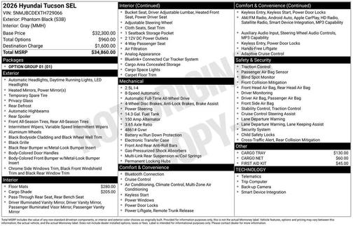 Phantom Black 2026 Hyundai TUCSON SEL