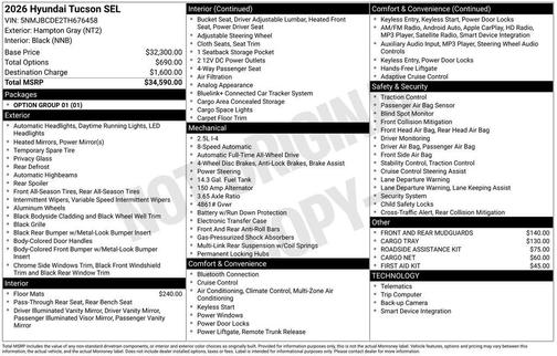 2026 Hyundai TUCSON SEL