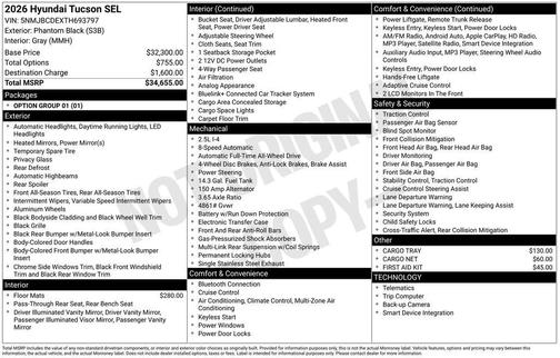 Phantom Black 2026 Hyundai TUCSON SEL