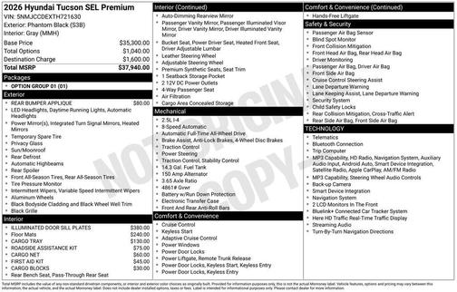 Phantom Black 2026 Hyundai TUCSON SEL Premium