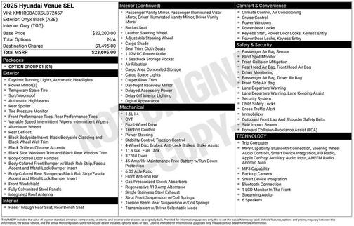 Onyx Black 2025 Hyundai VENUE SEL