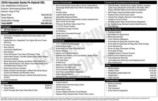 2026 Hyundai SANTA FE SEL 2.4