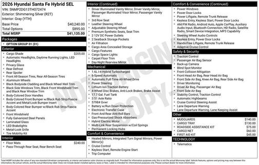 2026 Hyundai SANTA FE SEL 2.4