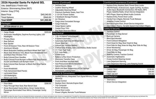 2026 Hyundai SANTA FE SEL 2.4