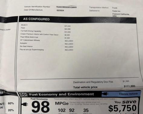 2024 Tesla Model X Plaid Tri Motor All-Wheel Drive
