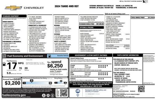 Midnight Blue Metallic 2024 Chevrolet Tahoe 4WD RST