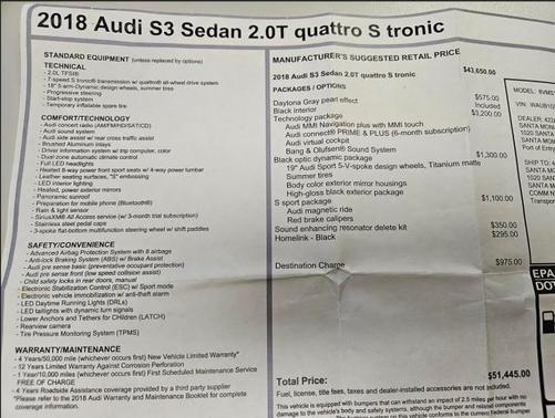 2018 Audi S3 2.0T Premium Plus