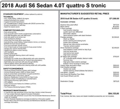 2018 Audi S6 4.0T Premium Plus
