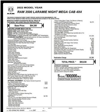 2022 RAM 3500 Laramie Mega Cab 4x4 6'4' Box