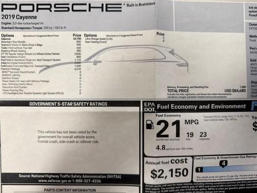 2019 Porsche Cayenne Base