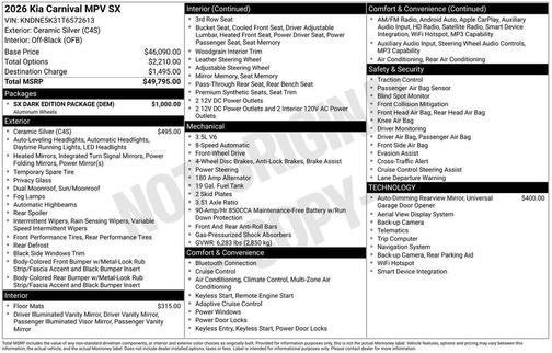2026 Kia Carnival SX
