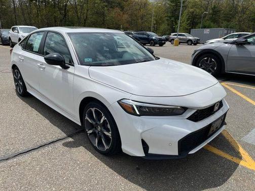 Platinum White Pearl 2025 Honda Civic Hybrid Sport Touring