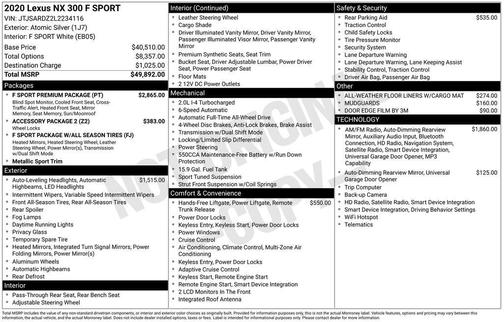 2020 Lexus NX 300 F Sport