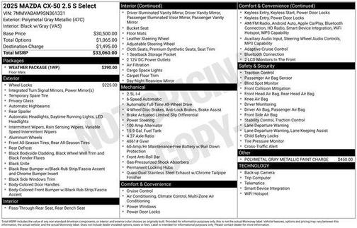 2025 Mazda CX-50 2.5 S Select Package