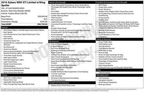 2016 Subaru WRX STI Limited