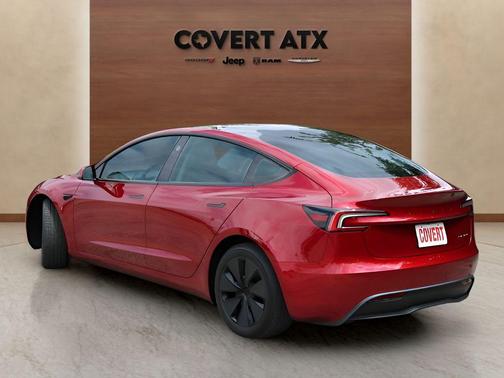 Red 2025 Tesla Model 3 Long Range
