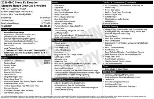 2026 GMC Sierra EV Standard Range Elevation