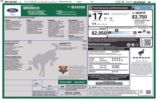 Gray Metallic 2022 Ford Bronco Wildtrak