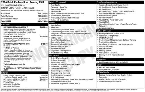 2026 Buick Enclave Sport Touring