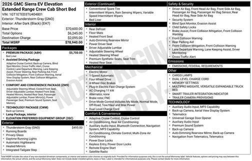 2026 GMC Sierra EV Extended Range Elevation