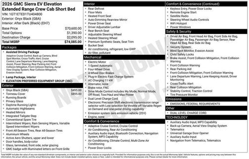 2026 GMC Sierra EV Extended Range Elevation