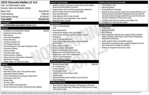Dark Ash Metallic 2022 Chevrolet Malibu 1LS