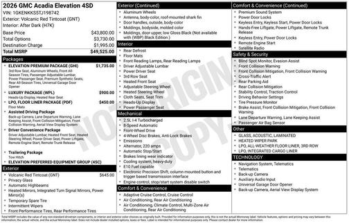 2026 GMC Acadia Elevation FWD