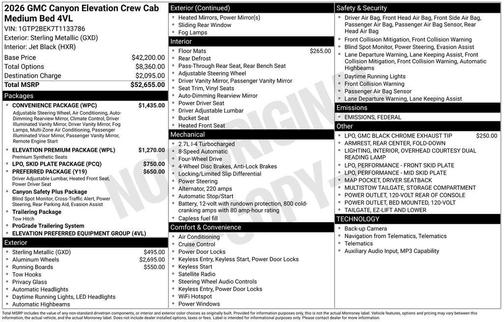 2026 GMC Canyon Elevation