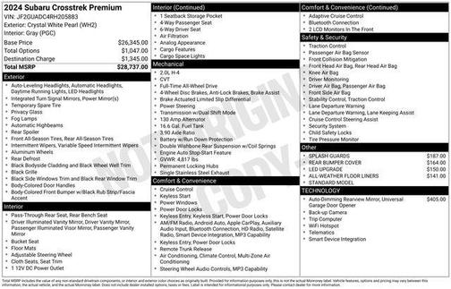 Crystal White Pearl 2024 Subaru Crosstrek Premium