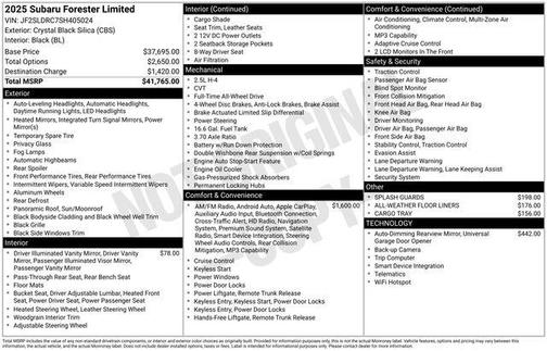 Crystal Black Silica 2025 Subaru Forester Limited