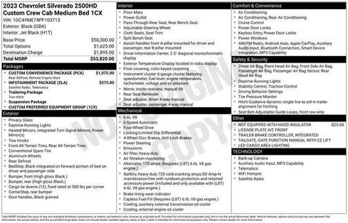 Black 2023 Chevrolet Silverado 2500 Custom