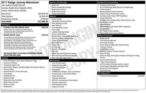 Bright Silver Metallic Clearcoat 2011 Dodge Journey Mainstreet