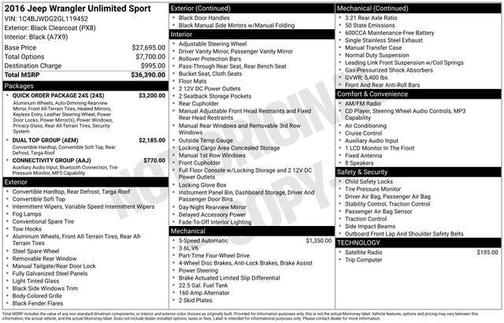 2016 Jeep Wrangler Unlimited Sport