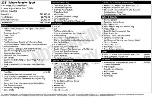 Crystal White Pearl 2021 Subaru Forester Sport
